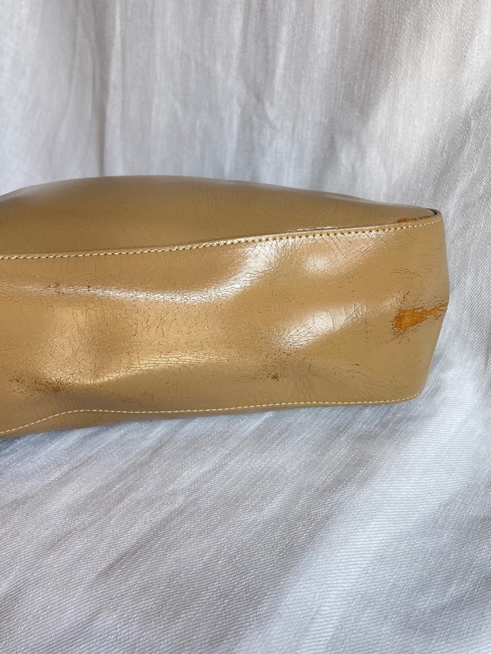 Longchamp Beige Patent Leather Top-Handle Tote - Picture 8 of 12
